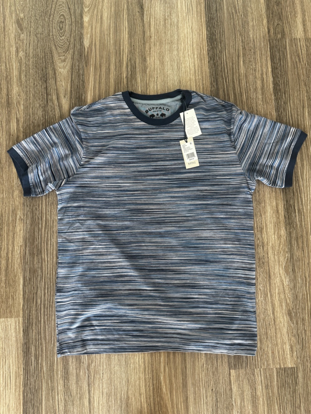 Buffalo David Bitton Blue Multi-Stripe Short Sleeve Tee